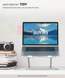 BoYata Laptop Stand, Adjustable Multi - Angle Laptop Holder, Compatible for Laptops up to 17 inches, Sturdy Aluminum & Silicone, Silver