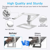 BoYata Laptop Stand, Ergonomic Aluminum Height Adjustable Computer Stand Laptop Riser Holder for Desk, Compatible with MacBook Pro/Air, Dell, Lenovo, HP, Samsung, More Laptops 11 - 17"