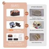 BOYATU Travel Makeup Bag Cosmetic Bags for Women: 3 Pcs Set Large Portable Make up Bag with Handle - Vegan Leather Toiletry Bags with Compartments - Makeup Organizer for Travel Essentials(A - 1 - Coffee)