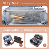 BOYATU Travel Makeup Bag Cosmetic Bags for Women: 3 Pcs Set Large Portable Make up Bag with Handle - Vegan Leather Toiletry Bags with Compartments - Makeup Organizer for Travel Essentials(A - 1 - Coffee)