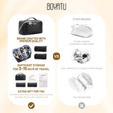 BOYATU Travel Makeup Bag Organizer: 3 Pcs Set Large Capacity Cosmetic Bags Holds 10–20 100ml Full - Size Bottles for 3–15 Day Trips - 180°Open - Flat Make up Case 3 - sec touch - up - Toiletry Bag Gift women
