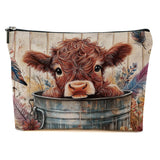 BQXH Cow Gifts Floral Makeup Bag, Western Ranch Themed Cosmetic Bags Zipper Pouch Travel Toiletry Bag, Country Gift for Cow Lovers Women Girls Friends Storage Accessories Halloween Christmas Gifts - 1