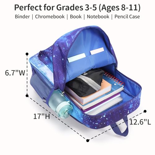 BrainyBees Kids Backpack for Boys - 17 Inch School Bookbag for Grades 3-5