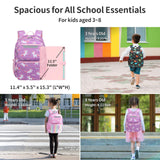 BrainyBees Kids Backpack for Girls Kindergarten - 15 Inch Lightweight School Bookbag fits Folder, Unirorn Backpack for Kids 4 - 7 with Chest Strap & Insulated Pocket, Pink