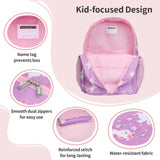 BrainyBees Kids Backpack for Girls Kindergarten - 15 Inch Lightweight School Bookbag fits Folder, Unirorn Backpack for Kids 4 - 7 with Chest Strap & Insulated Pocket, Pink