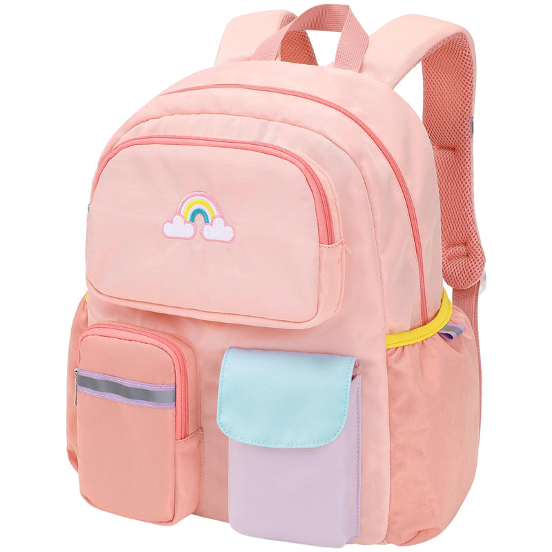 BrainyBees Preschool Backpack for Girls - 15 Inch Kindergarten Backpack for Girls 3 to 8, Lightweight Elementary School Backpack for 1st 2nd Grade, Kids Backpack for School and Travel, Pink