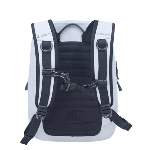 Breakwater Supply™ Fogland Lite Small Waterproof IP68 Submersible Backpack | Laptop Sleeve & Airtight Zippers for Outdoors, Surfing, Kayaking, Hiking, Cycling, Unisex TPU Dry Bag (Fog White, 15L)
