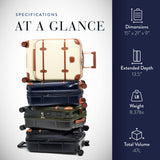 Bric's Bellagio 3.0 Spinner Trunk - Luxury Hardshell Carry On Luggage with Large Wheels, Telescopic Handle, Leather Detailing - Expandable Rolling Suitcase - 21" With Pocket, Cream