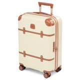 Bric's Bellagio 3.0 Spinner Trunk - Luxury Hardshell Carry On Luggage with Large Wheels,Telescopic Handle, Leather Detailing - Expandable Rolling Suitcase - 21", Cream