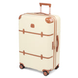 Bric's Bellagio 3.0 Spinner Trunk - Luxury Hardshell Check In Luggage with Large Wheels, Telescopic Handle, Leather Detailing - Expandable Rolling Suitcase - 27", Cream