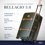 Bric's Bellagio 3.0 Spinner Trunk - Luxury Hardshell Check In Luggage with Large Wheels, Telescopic Handle, Leather Detailing - Expandable Rolling Suitcase - 27", Olive