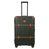 Bric's Bellagio 3.0 Spinner Trunk - Luxury Hardshell Check In Luggage with Large Wheels, Telescopic Handle, Leather Detailing - Expandable Rolling Suitcase - 27", Olive