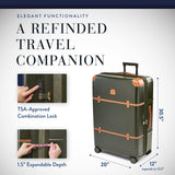 Bric's Bellagio 3.0 Spinner Trunk - Luxury Hardshell Check In Luggage with Large Wheels, Telescopic Handle, Leather Detailing - Expandable Rolling Suitcase - 30", Black