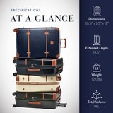 Bric's Bellagio 3.0 Spinner Trunk - Luxury Hardshell Check In Luggage with Large Wheels, Telescopic Handle, Leather Detailing - Expandable Rolling Suitcase - 30", Blue