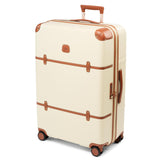 Bric's Bellagio 3.0 Spinner Trunk - Luxury Hardshell Check In Luggage with Large Wheels, Telescopic Handle, Leather Detailing - Expandable Rolling Suitcase - 30", Cream