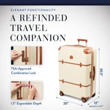 Bric's Bellagio 3.0 Spinner Trunk - Luxury Hardshell Check In Luggage with Large Wheels, Telescopic Handle, Leather Detailing - Expandable Rolling Suitcase - 30", Cream