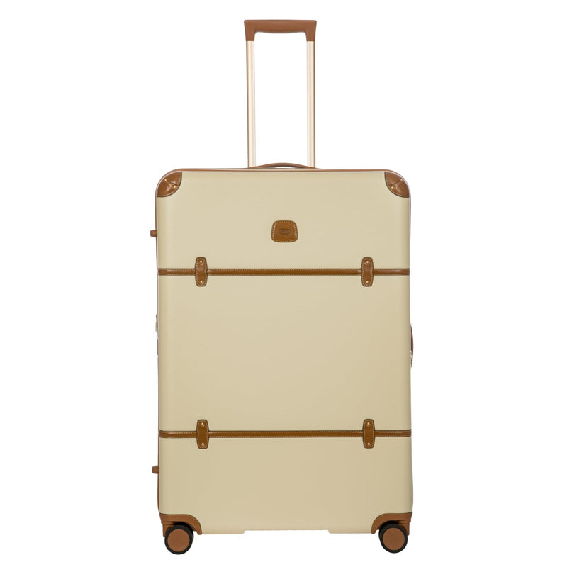 Bric's Bellagio 3.0 Spinner Trunk - Luxury Hardshell Check In Luggage with Large Wheels, Telescopic Handle, Leather Detailing - Expandable Rolling Suitcase - 32", Cream
