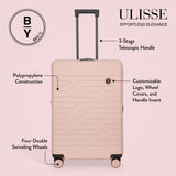 Bric's B|Y Ulisse Expandable Spinner Suitcase, Lightweight Polypropylene Hard Shell Luggage with 360° Rubber - Coated Double Wheels, TSA - Approved Lock and Organized Interior - 28 Inch, Pearl Pink