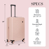 Bric's B|Y Ulisse Expandable Spinner Suitcase, Lightweight Polypropylene Hard Shell Luggage with 360° Rubber - Coated Double Wheels, TSA - Approved Lock and Organized Interior - 28 Inch, Pearl Pink