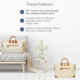 Bric's FIRENZE Cargo Duffel Bag - Luxury Travel Tote with Luggage Sleeve - Weekender and Travel Carry On Bags For Women and Men - Embossed PVC - 18 Inch, Cream