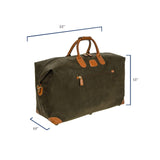 Bric’s LIFE Cargo Duffel Bag, Luxury Travel Weekender with Water - Resistant Faux Suede and Leather Details – 22 Inch, Olive