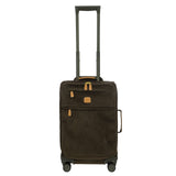 Bric's Life Tropea Carry On Spinner Luggage - Luxury Lightweight Suitcase with Spinner Wheels and Faux Suede Finish - 21", Olive