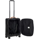 Bric's My Safari Spinner Suitcase, Lightweight Expandable Leather Shell Luggage with Smooth 360° Wheels and TSA Lock - 21 Inch, Black