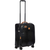 Bric's My Safari Spinner Suitcase, Lightweight Expandable Leather Shell Luggage with Smooth 360° Wheels and TSA Lock - 21 Inch, Black