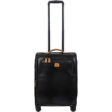 Bric's My Safari Spinner Suitcase, Lightweight Expandable Leather Shell Luggage with Smooth 360° Wheels and TSA Lock - 21 Inch, Black