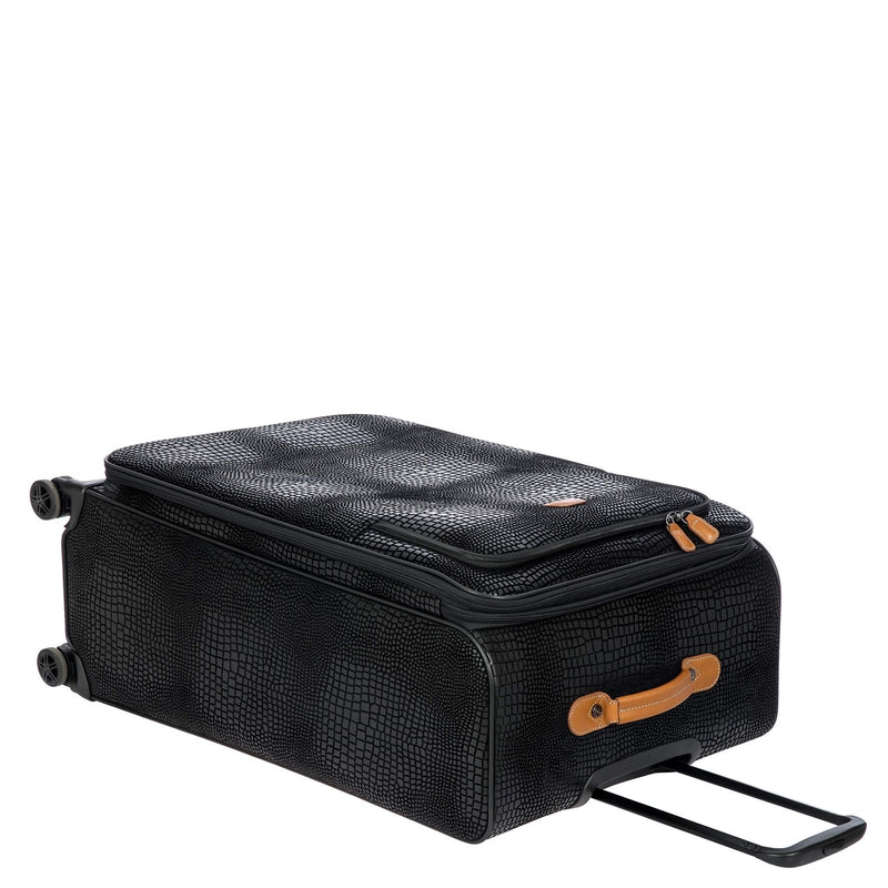 Bric's My Safari Spinner Suitcase, Lightweight Expandable Leather Shell Luggage with Smooth 360° Wheels and TSA Lock - 28 Inch, Black