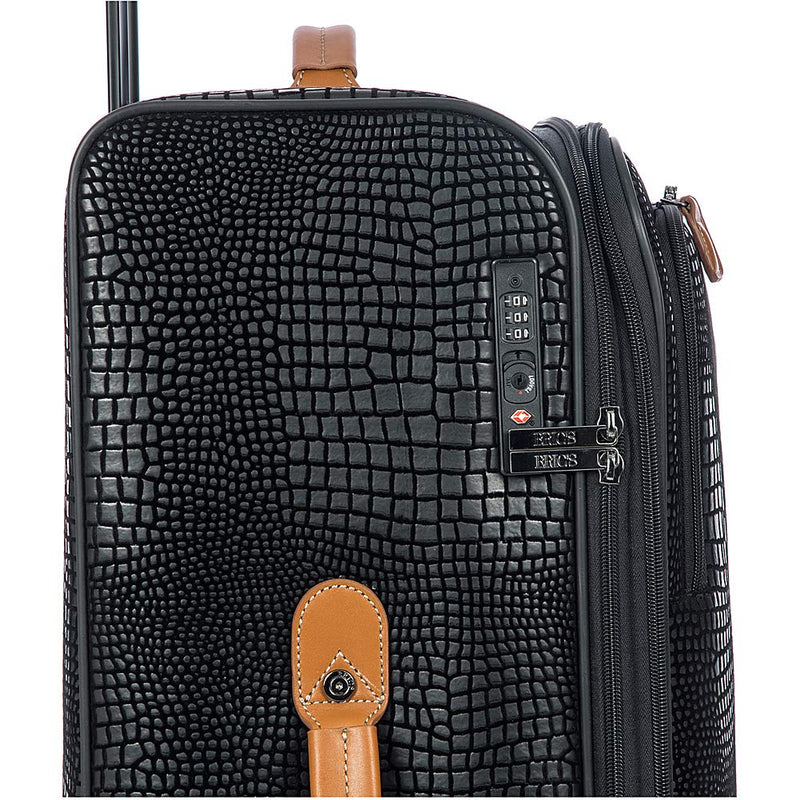 Bric's My Safari Spinner Suitcase, Lightweight Expandable Leather Shell Luggage with Smooth 360° Wheels and TSA Lock - 30 Inch, Black