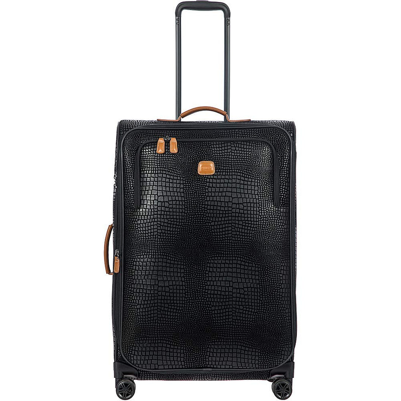 Bric's My Safari Spinner Suitcase, Lightweight Expandable Leather Shell Luggage with Smooth 360° Wheels and TSA Lock - 30 Inch, Black