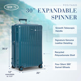 Bric's Positano Trolley Spinner - Carry - On Luggage with Built - In USB Port and Lock - Lightweight Suitcases Made From Durable Polycarbonate - Protector Cover Included - 21 Inch, Sea Green