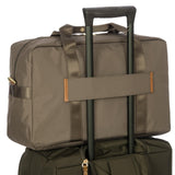 Bric’s X - Bag 18 - Inch Cargo Carry - On Duffle, Water - Resistant Satin Nylon Travel Bag with Leather Handles, Laptop Sleeve, Front Zip Pockets and Luggage Pass - Through - Nut