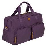Bric’s X - Bag 18 - Inch Cargo Carry - On Duffle, Water - Resistant Satin Nylon Travel Bag with Leather Handles, Laptop Sleeve, Front Zip Pockets and Luggage Pass - Through - Violet