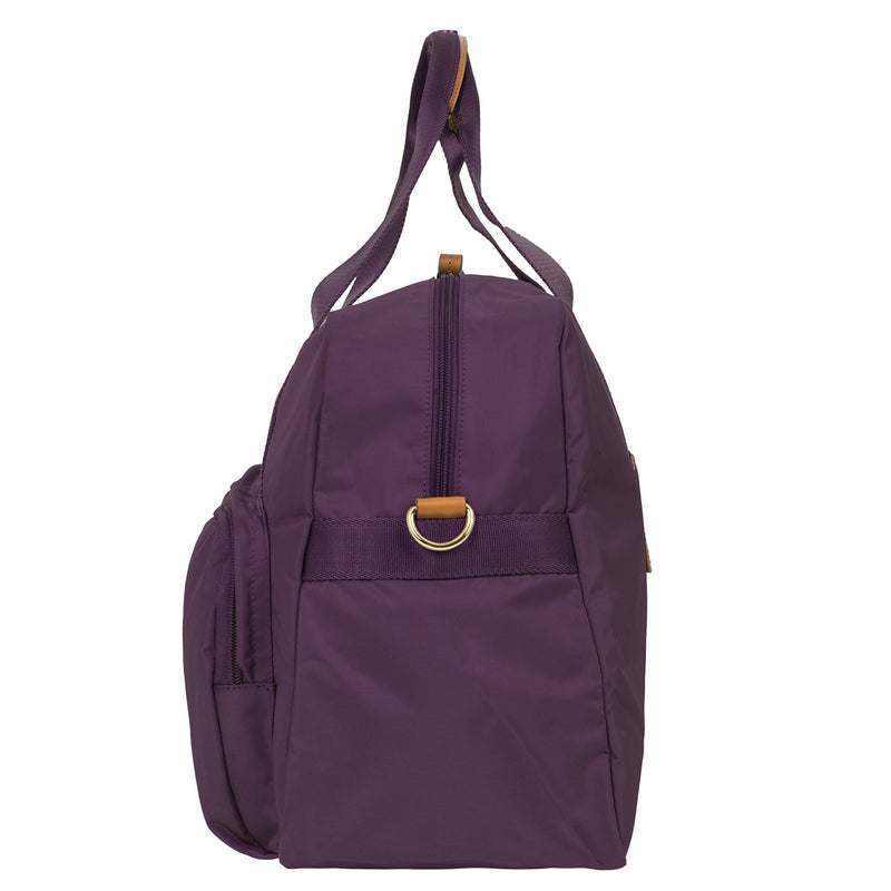 Bric’s X - Bag 18 - Inch Cargo Carry - On Duffle, Water - Resistant Satin Nylon Travel Bag with Leather Handles, Laptop Sleeve, Front Zip Pockets and Luggage Pass - Through - Violet
