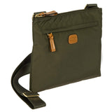 Bric's X - Bag 2.0 Urban Envelope Crossbody, Water - Resistant Recycled Nylon Bag with Tuscan Leather Details, Front Zip Pocket and Adjustable Shoulder Strap – One Size, Olive