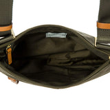 Bric's X - Bag 2.0 Urban Envelope Crossbody, Water - Resistant Recycled Nylon Bag with Tuscan Leather Details, Front Zip Pocket and Adjustable Shoulder Strap – One Size, Olive