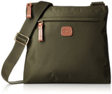 Bric's X - Bag 2.0 Urban Envelope Crossbody, Water - Resistant Recycled Nylon Bag with Tuscan Leather Details, Front Zip Pocket and Adjustable Shoulder Strap – One Size, Olive