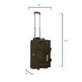 Bric’s X - Bag 21” Rolling Duffel – Water - Resistant Recycled Nylon Carry - On with Silent Wheels, Leather Details, Exterior Zipped Pocket, Garment Straps & Detachable Shoulder Strap – Olive