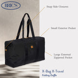 Bric’s X - Bag/X - Travel 2.0 Overnight Weekender Duffel, Water - Resistant Folding Carry - On with Leather Trim, Removable Shoulder Strap and Pass - Through Sleeve - Mini Bag Included – 22 Inch, Black