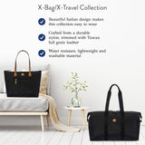 Bric’s X - Bag/X - Travel 2.0 Overnight Weekender Duffel, Water - Resistant Folding Carry - On with Leather Trim, Removable Shoulder Strap and Pass - Through Sleeve - Mini Bag Included – 22 Inch, Black