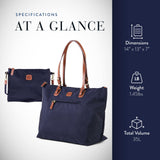 Bric's X - Collection Sportina Large 3 - in - 1 Tote Bag - Water - Resistant Recycled Nylon Travel Carry - On Bag with Adjustable Strap and Luggage Pass - Through - Detachable Pouch Included - Navy