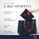 Bric's X - Collection Sportina Large 3 - in - 1 Tote Bag - Water - Resistant Recycled Nylon Travel Carry - On Bag with Adjustable Strap and Luggage Pass - Through - Detachable Pouch Included - Navy