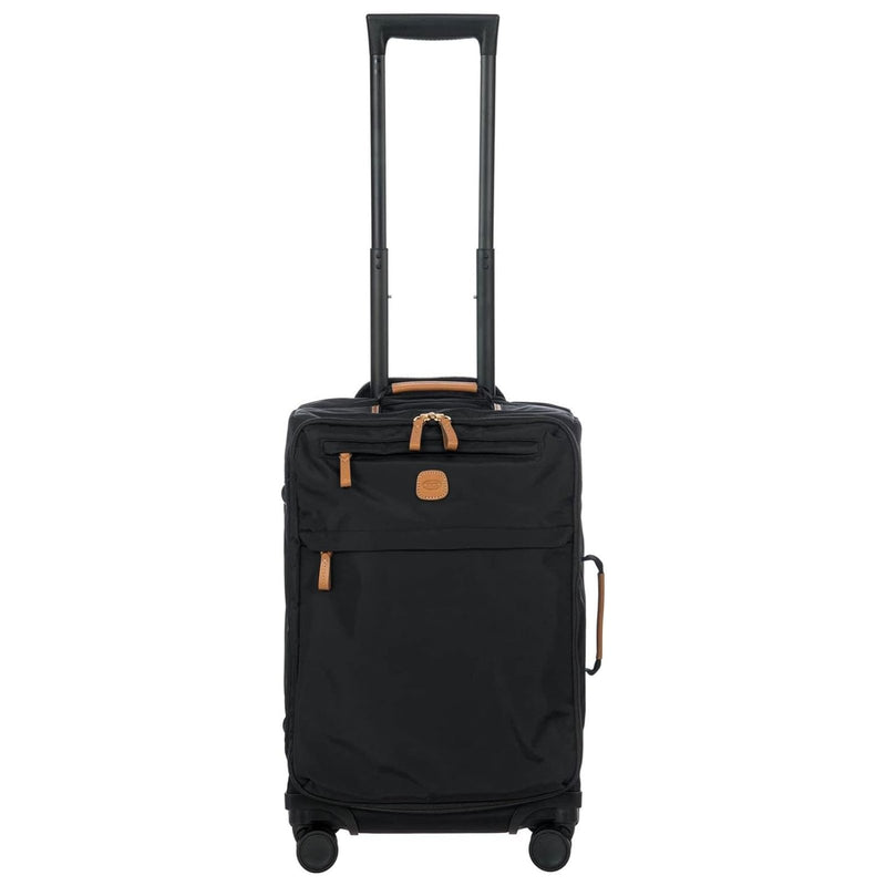 Bric's X - Travel 21” Carry - On Spinner – Luxury Softside Luggage with 360° Wheels, Recycled Water - Resistant Fabric, Interior Pockets, and Leather Details – Black