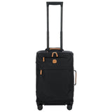 Bric's X - Travel 21” Carry - On Spinner – Luxury Softside Luggage with 360° Wheels, Recycled Water - Resistant Fabric, Interior Pockets, and Leather Details – Black