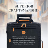 Bric's X - Travel 21” Carry - On Spinner – Luxury Softside Luggage with 360° Wheels, Recycled Water - Resistant Fabric, Interior Pockets, and Leather Details – Black