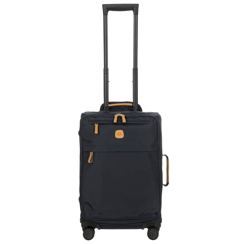 Bric's X - Travel 21” Carry - On Spinner – Luxury Softside Luggage with 360° Wheels, Recycled Water - Resistant Fabric, Interior Pockets, and Leather Details – Navy