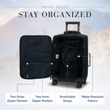 Bric's X - Travel 21” Carry - On Spinner – Luxury Softside Luggage with 360° Wheels, Recycled Water - Resistant Fabric, Interior Pockets, and Leather Details – Navy