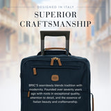 Bric's X - Travel 21” Carry - On Spinner – Luxury Softside Luggage with 360° Wheels, Recycled Water - Resistant Fabric, Interior Pockets, and Leather Details – Navy